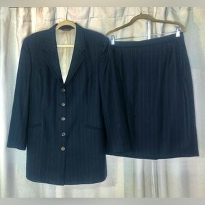 Paul Stuart New York 2 Pc Skirt Suit Women 12 Navy Pinstripe Virgin Wool Canada